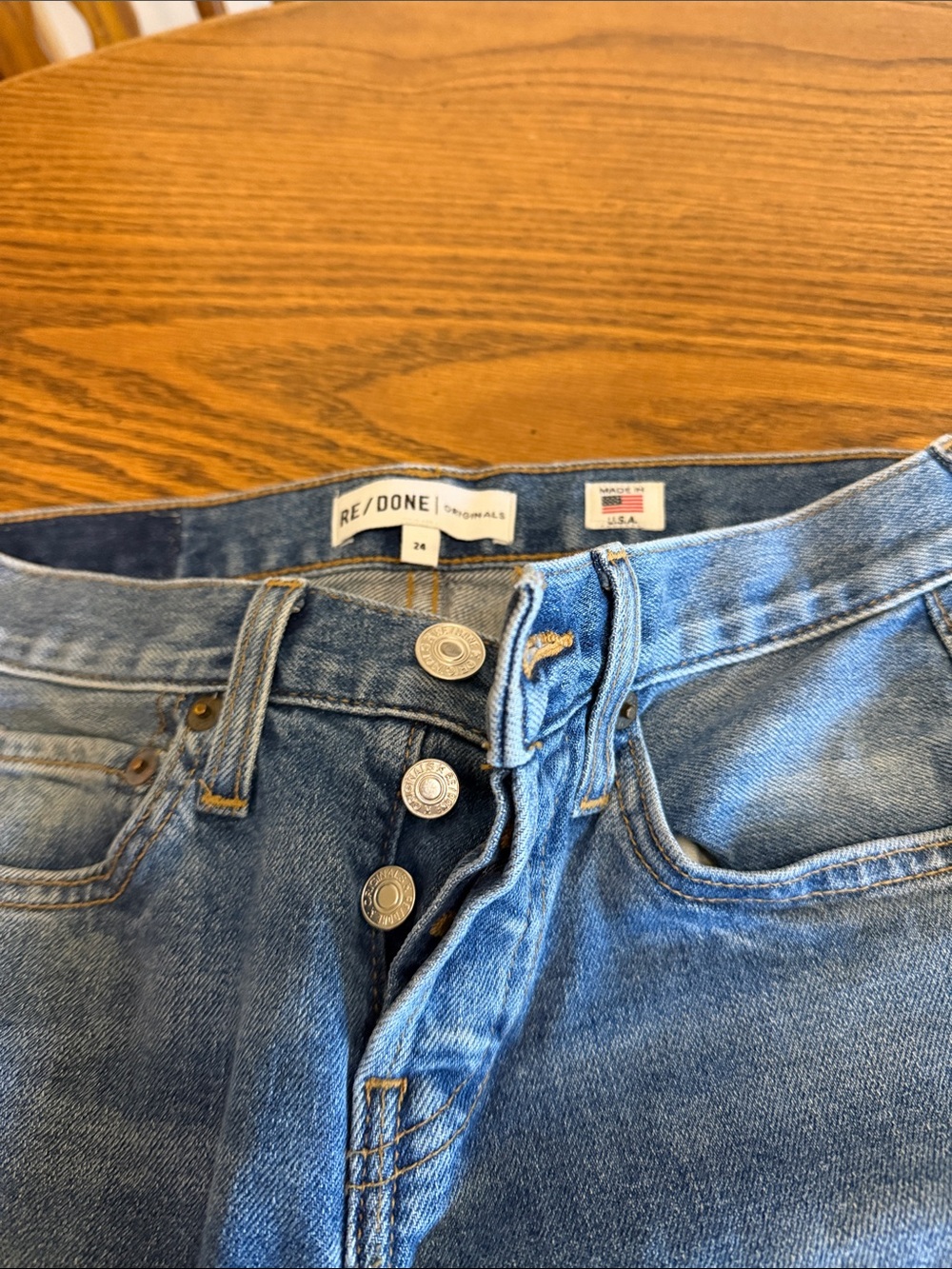 Re/Done Women's Light Blue High-Rise Button-Fly Jeans size 24
